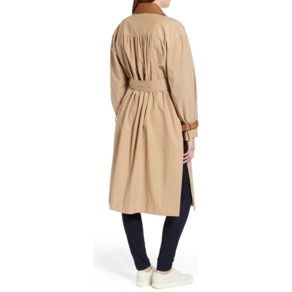 Sosken Women’s Tan Oversized Twill Trench Coat Size 12 Brand New - Picture 3 of 8